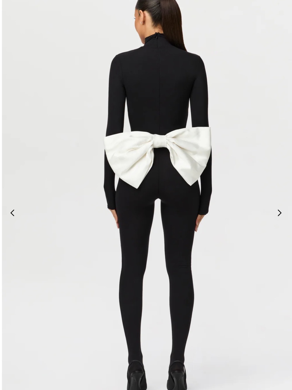 naked wardrobe Black Jumpsuit with White Bow Back Detail